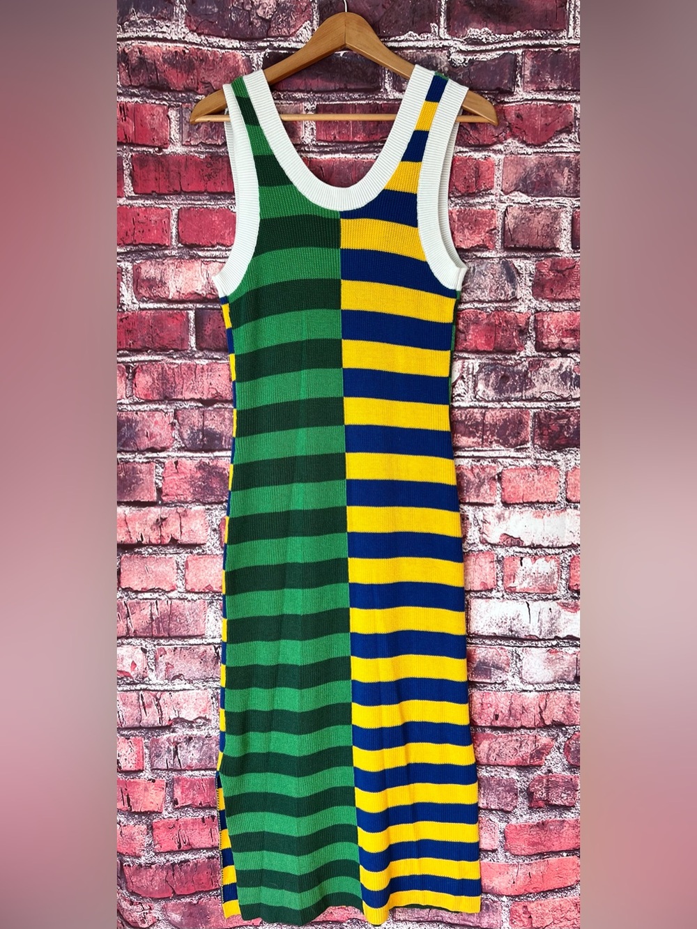 Wenrine Colorblock Striped Knit Midi Tank Dress